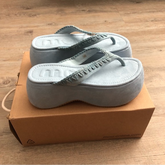 Mou Chunky Flip-flop Padded Suede Sandals- 7 - Picture 3 of 15